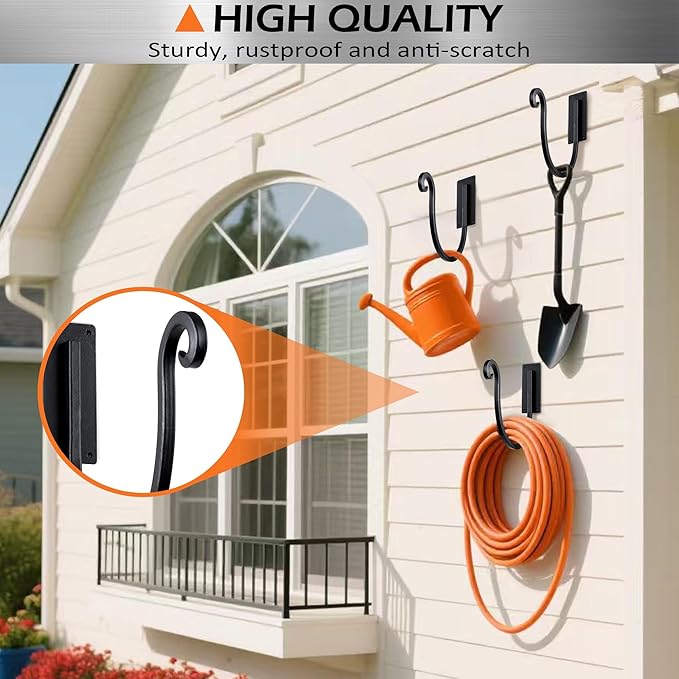 Garden Hose Holder Outside: Wall Mount Water Hose Holder - 8Inch Heavy Duty Garden Water Hose Hanger for Outside Hose Storage