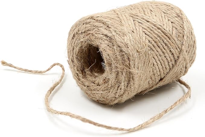 2mm - 164FT Natural Jute Twine Rope String - for Crafts Gardening Plant Accessories Gift Wrapping, Arts Packing Material Christmas Twine Bulk Wedding Decor
