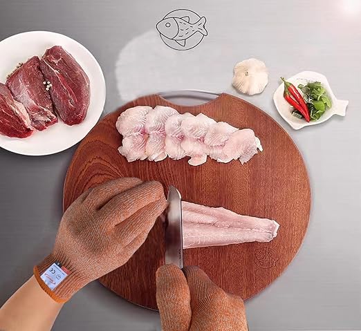 Cutting Gloves, 5 Pairs of Cut Resistant Gloves Food Grade, Cut Resistant Gloves for Kitchen, Oyster Shucking, Fish Fillet Processing, Carving Wood and Gardening(Large-Macaron)