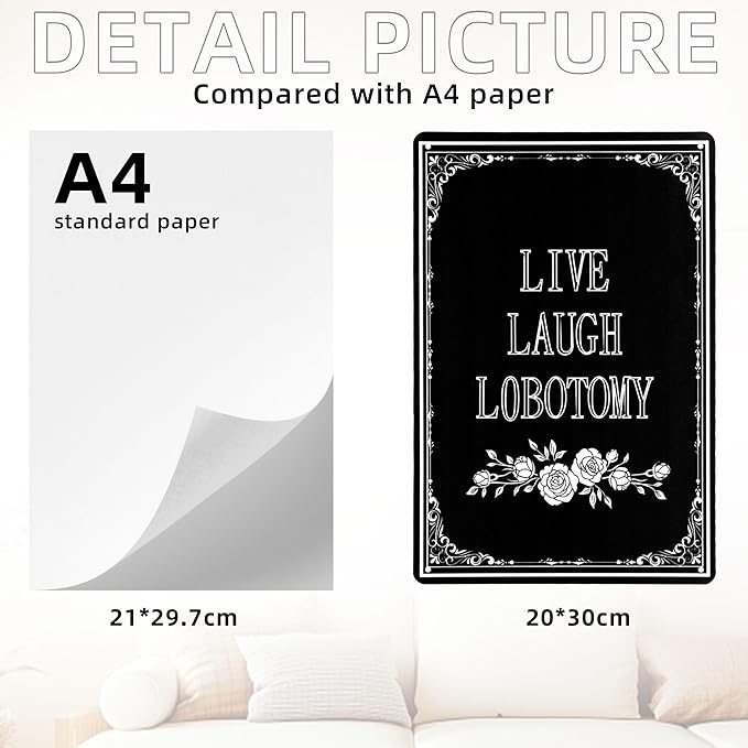LIVE LAUGH LOBOTOMY Sign Decorative Signs Chic Gothic Metal Signs for Outdoor Yard Signs or Indoor Home Room Wall Decor (Color02)