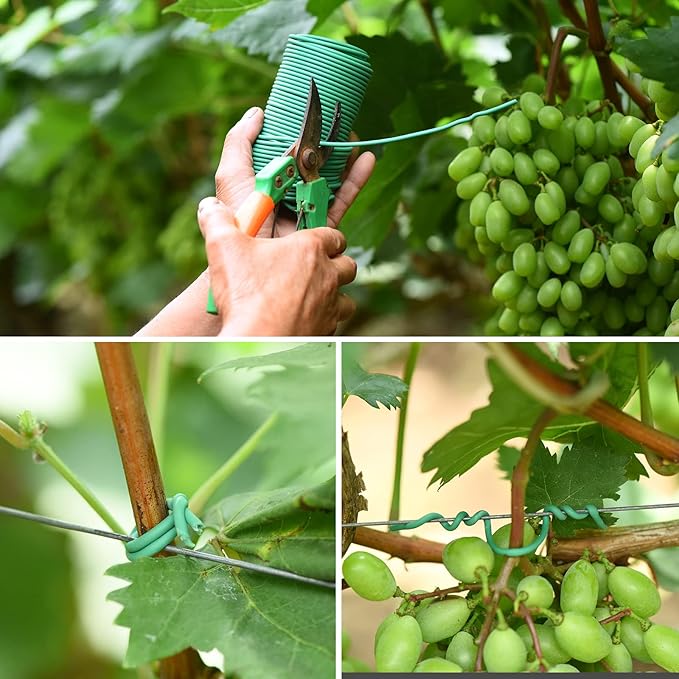 80 Feet Green Plant Twist Ties, Soft Plant ties for Support with 20 PCS Clips, Gardening Supplies for Plants Office Home Organization 3mm Diameter