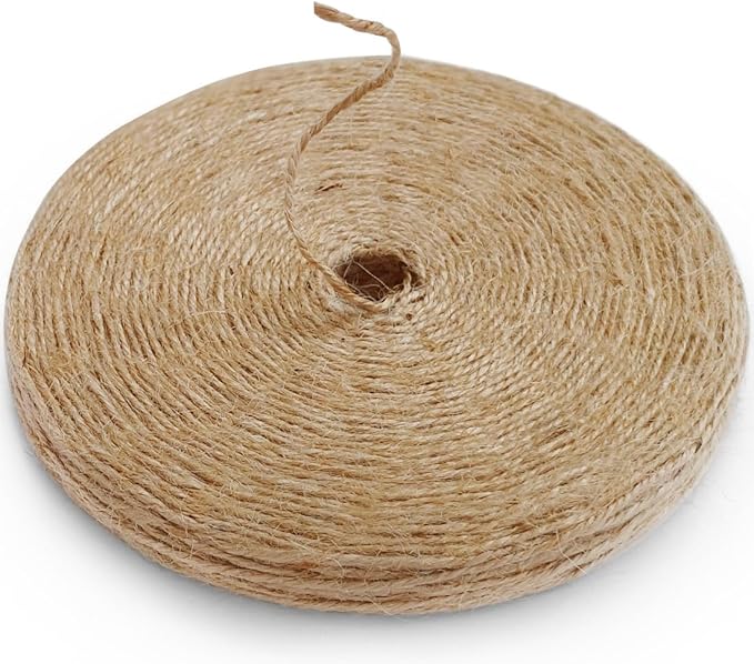 PerkHomy 600 Feet Natural Jute Twine Long Twine String for Crafts Gift Wrapping Packing Gardening Crochet Knitting Macrame Decor (Brown 600feet Flat)
