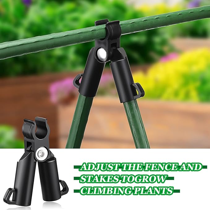 Adjustable Plant Trellis Connector Clip Plastic Connector Stakes Garden Plastic A-Type Connecting Joint Buckle Clip for Gardening Metal Steel Plant Supports(75 Pieces,11 mm)