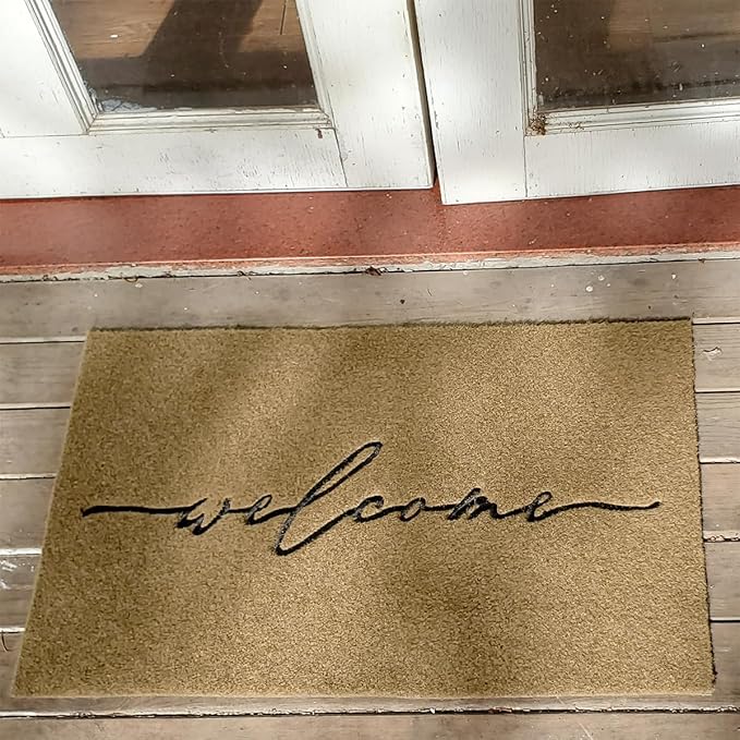 AAZZKANG Welcome Mats Outdoor with Non Slip Rubber Backing Easy to Clean Outdoor Indoor Doormat for Front Door High Traffic Areas Entrance Large