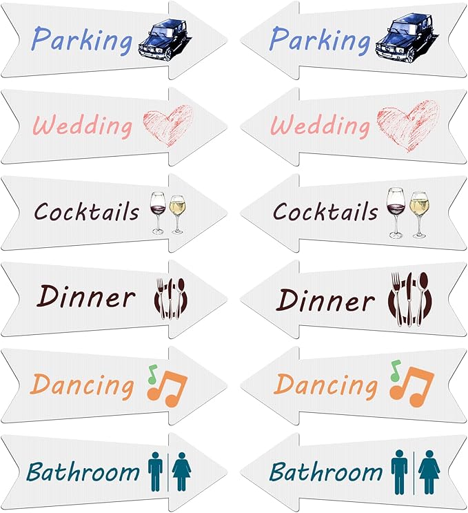 Blank Arrow Signs with Stakes 15 Pack 17 x 6 Inches Wedding Directional Yard Signs with Stakes, This Way Arrow Yard Signs Birthday Party Signs Arrow