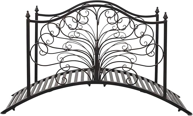 Misc 4-Foot Arched Metal Decorative Garden Bridge Black Farmhouse