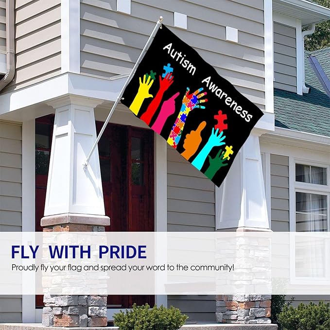 Autism Awareness Flag 3x5 Ft Outdoor Indoor With Grommet Home House Garden Yard Banner Decorative Sign