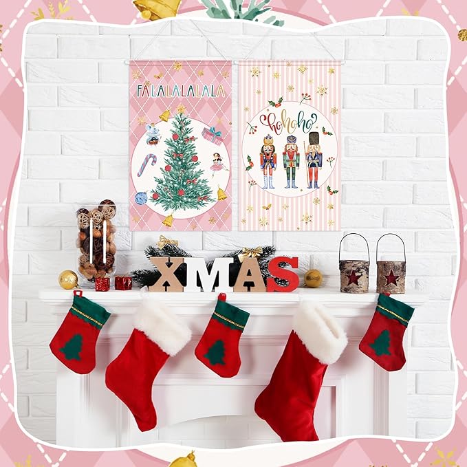 Tegeme 3 Pcs Nutcracker Christmas Door Banner Nutcracker Hanging Flag Decoration Merry Christmas Door Sign Flag 12 x 20 Inch Xmas Home Hanging Banners for Holiday Seasonal Party