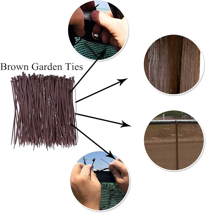 Wide 10 Inch Strong Wood Brown Zip Ties 150 Pack, Standard Durable Cable Ties Wood Color-Outdoor, Garden Ties, Office and Kitchen Use
