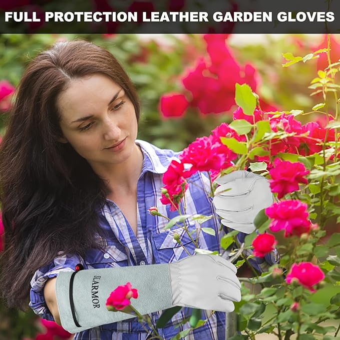 Long Gardening-Gloves Women/Men-Thorn proof Rose Pruning Heavy Duty Gauntlet, Best Garden Gifts for Gardener-XL
