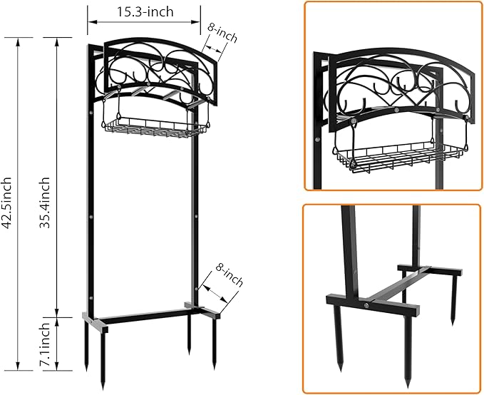 Fire Beauty Garden Hose Holder,Freestanding Water Hose Holder,In ground Hose Rack Organizer for Outdoor,Detachable Water Hose Holder Stake,Hose Reel Stand,Hose Hanger Rack for Outside Lawn Yard