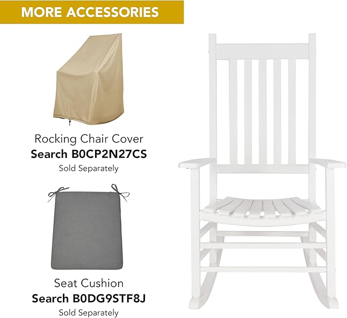 Shine Company Vermont Rocking Chairs, Outdoor Front Porch Rocker Set of 2, White