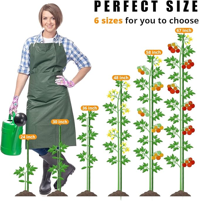 Garden Stakes 48 Inches Heavy Duty Steel Tomato Stake, Plastic Coated Support for Securing Trees, Climbing Plants, Cucumber, Beans, Pack of 40