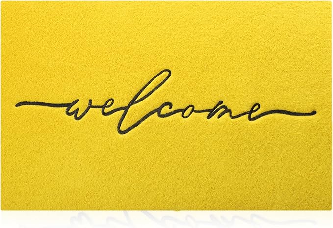 AAZZKANG Yellow Outdoor Mat Front Door Indoor Welcome Doormat,Anti Slip Rubber Door Mat,Quickly Absorb Mud Easy to Clean Entrance Mats