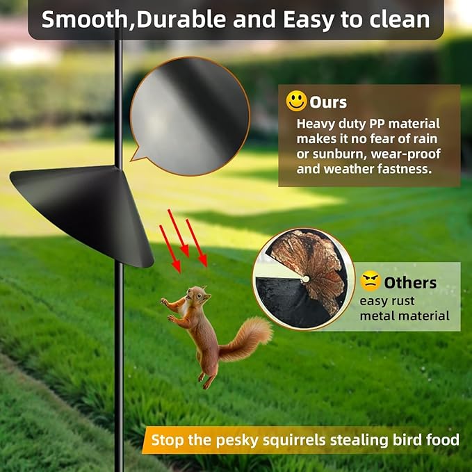 2 Pack Squirrel Baffle for Bird Feeder Pole, Outside Pole Mount Bird House Guard for Outdoor Shepherd’s Hook (2 Pack-16 inch)