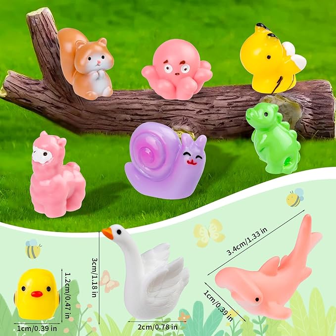 200 Pcs Mini Patio Miniatures Figurines Colorful Mini Resin Figures in Bulk Miniature Little Small Animals Figurines for Fairy Garden Landscape Dollhouse Accessories DIY Crafts Aquarium Decor