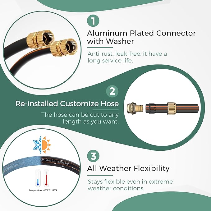Giraffe Tools Garden Hose 5/8" x 6ft, Custom Length, No Kink, Flexible, Leakproof Water Hose, Double Female Fittings, 600 Burst PSI, 6ft, Black Orange