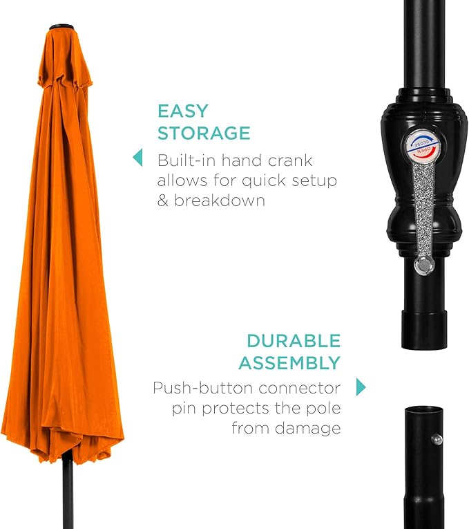 Best Choice Products 10ft Outdoor Steel Polyester Market Patio Umbrella w/Crank, Easy Push Button, Tilt, Table Compatible