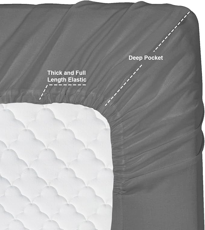 Clara Clark Bed Sheets, Premier 1800 Series 4 Piece Bed Sheet Set, Deep Pocket, Wrinkle, Fade, Stain Resistant, Luxury Soft Bedding Sheets & Pillowcases, Twin-XL, Charcoal Gray