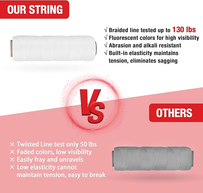 Goldblatt Mason Line, 250 Feet #18 Braided Nylon String, Perfect for Gardening or Masonry Tools