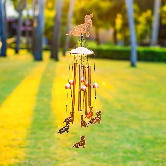 Dachshund Dog Wind Chimes for Outside,Dog Gifts for Women Men/Memorial Gift/Sympathy Gift/Birthday Gifts Metal windchimes Outdoors/Indoors,Garden Decor,Patio,Home,Porch,Yard Decorations