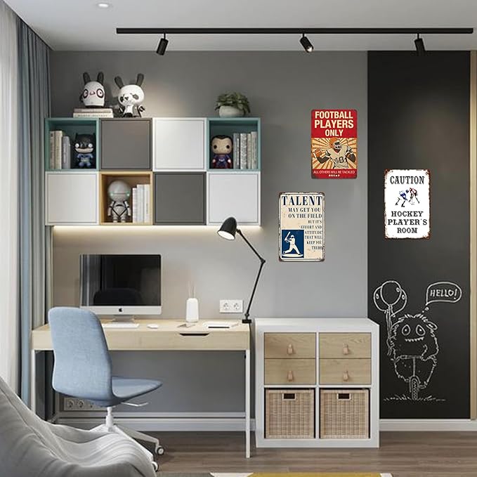 Football Room Decor For Boys Football Gifts For Boy 8-12 Football Wall Art Football Metal Tin Sign Cool Stuff For Your Room Football Players Only Signs Football Posters For Boys Bedroom Football Dorm Accessories Sporty Style Decorative Items Football S...