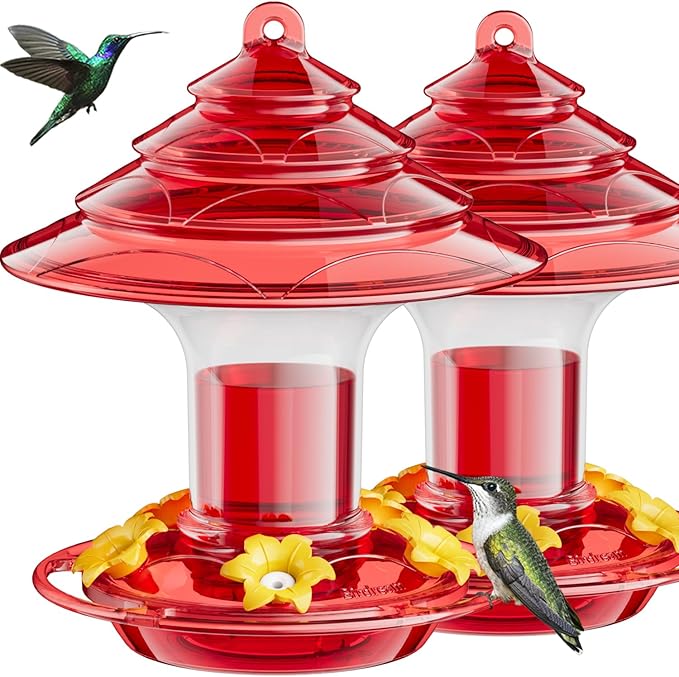 Birdream 2 Pack Hummingbird Feeder for Outdoors Hanging with Ant Moat, Festival Design Attracts Hummingbirds, Total 40oz - Red