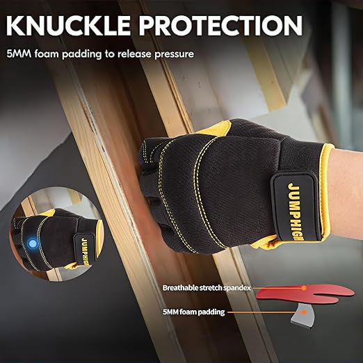 JUMPHIGH Work Gloves for Men, Multi-Functional Light Duty Mechanic Gloves, Outdoor, Performance Fit, Touch Screen, Abrasion Resistant (XL)