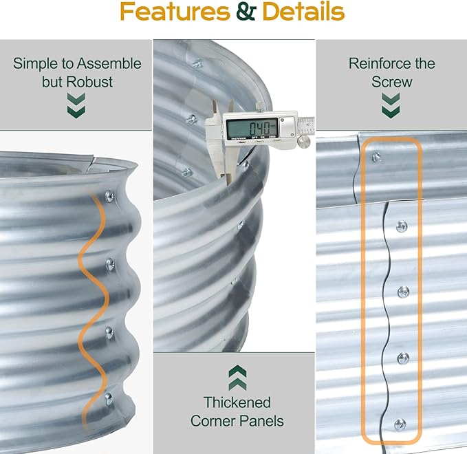 Aoodor Galvanized Raised Garden Bed Kit, 5 x 2 x 1 Ft, Oval Planter Box for Vegetables, Flowers, and Herbs, Outdoor Use, Silver
