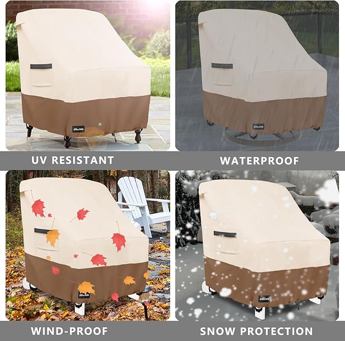 Patio Chair Covers,600D Waterproof Heavy Duty Outdoor Lawn Patio Furniture Covers,Patio Swivel Chair Covers for Outdoor Furniture,(35W x 37D x 36H inches) Beige&Brown