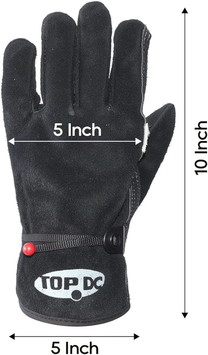 TOPDC Leather Work Gloves for Men or Women, Cowhide Leather Gloves for Gardening, Tig/Mig Welding, Chainsaw, Farm, Ranch, Reinforced Palm, Adjustable Cuff, Cotton Lining, Firm Grip & Durable, L