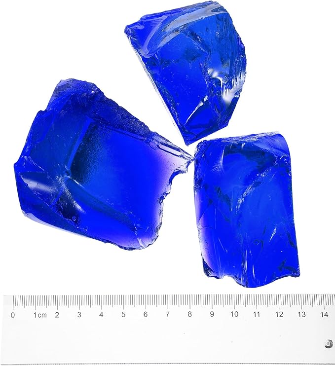 uxcell Fire Glass for Fire Pit, 5-8cm(2"-3.1") High Luster Reflective Glass Rocks for Natural or Propane Fireplace, Safe for Outdoors and Indoors Fire Pit Glass, Ocean Blue, 400g/14oz