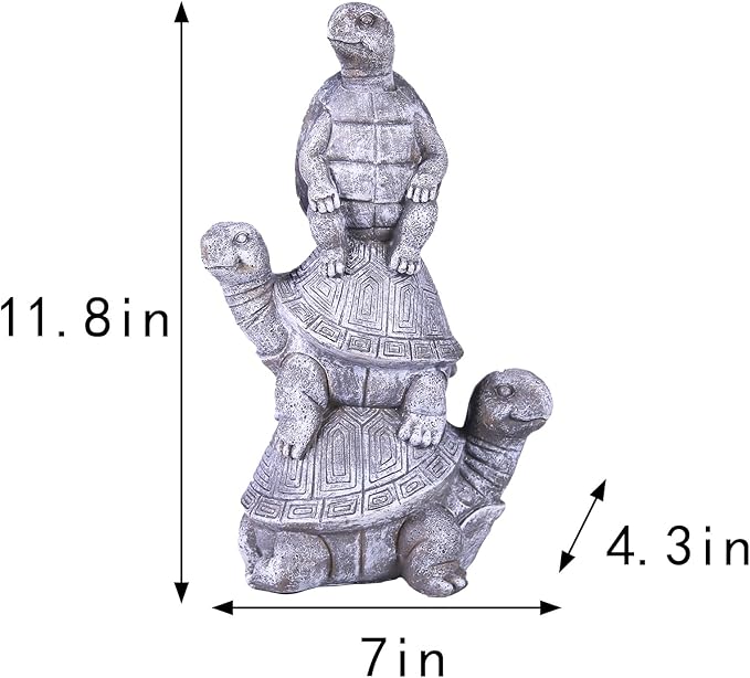 Outdoor Turtle Statues, Resin Home Decor, Cute Decorations, The Perfect Garden Gift and Yard Decor for Three Turtles Large Size: 11.8 inches