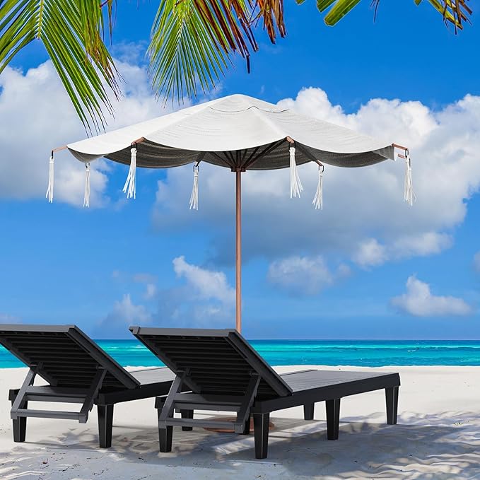 VINGLI Outdoor Chaise Lounge Chair for Outside Pool Patio, Adjustable Waterproof Easy Assembly Chaise Lounge Outdoor (Black, 1 PCS)