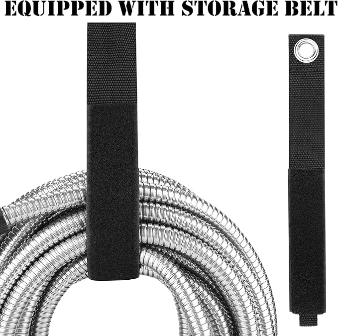 25ft Garden Hose Made by Metal with Super Tough and Soft Water Hose, Household Stainless Steel Hose, Durable Metal Hose with Adjustable Nozzle, No Kinks and Tangles, Easy to Store with Storage Strap