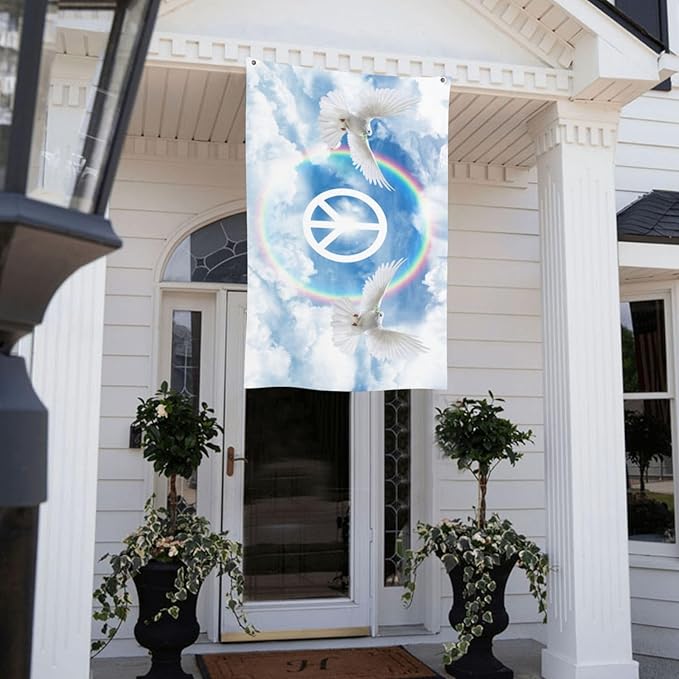 Peace Flag 3x5 Ft Outdoor Indoor With Grommet Rainbow Hippie Dove Peace Outside Deco Garden Yard Home Banner Decorative Sign