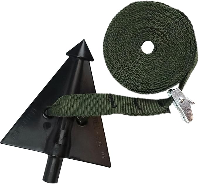 Pelican Rope Tree Guy Tree Tie Staking Anchor and Strap Kit 3 Pack, 12 ft Guy Line with Tree Staking System, Cam Lock
