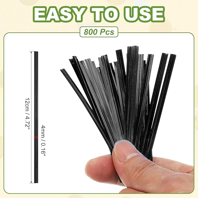 PATIKIL Bag Twist Ties 5 Inch, 800 Pcs Metallic Bread Ties for Treat Plastic Bags Gift Wrapping Candy Coffee Bag Plant Party Cake Favor, Black
