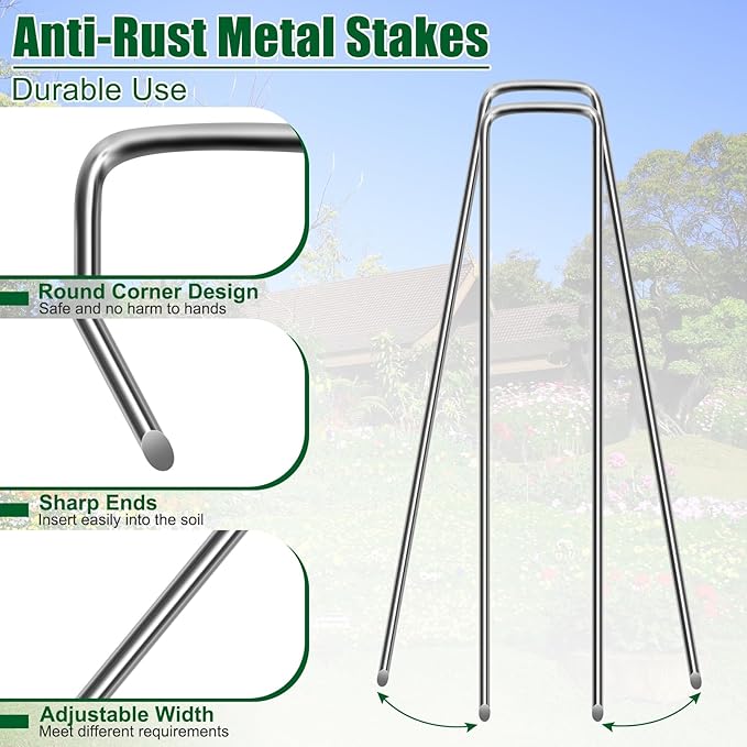 12 Inch 11 Gauge Galvanized Landscape Staples Stakes for Decoration, 12/25/50/100/150pcs Garden Metal Stakes for Weed Barrier Fabric, Fence Stakes, Tent Stakes (12in,12pcs)