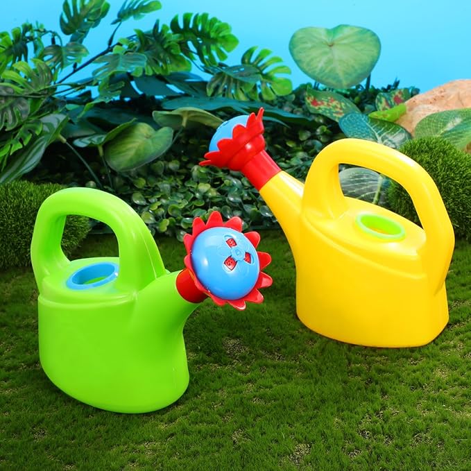 STOBOK 2Pcs Kids Watering Can Toys – Small Plastic Watering Kettles for Toddlers, Beach & Bath Toys, Garden Tools for Indoor & Outdoor Playing (Random Color)