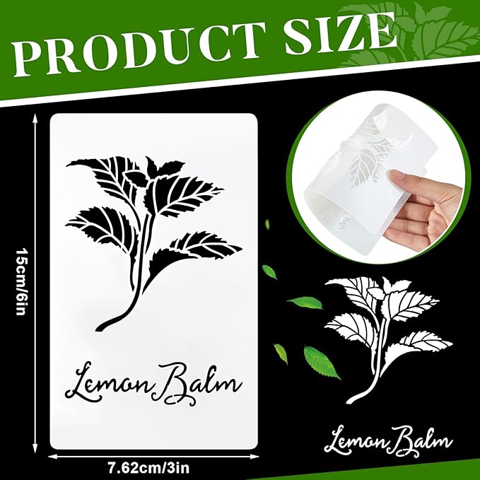 Jecery 20 Pcs Herb Stencils for Craft Painting on Wood Reusable DIY Craft Paint Template Herb Botanical Leaf Garden Kitchen Plant Stencils for Art Scrapbook Wall(5.91 x 3 Inches)