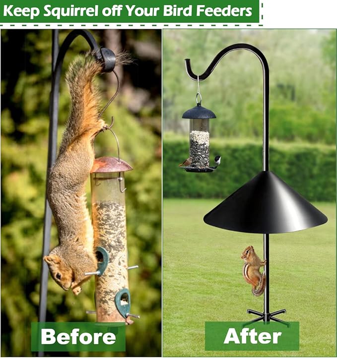 19 Inch PP Squirrel Proof Baffle for Protecting Outside Pole Bird Feeders and Bird Houses, Pole Mount Raccoon and Squirrel Guard Stopper for Shepherd Hooks - Black, 1 Pack