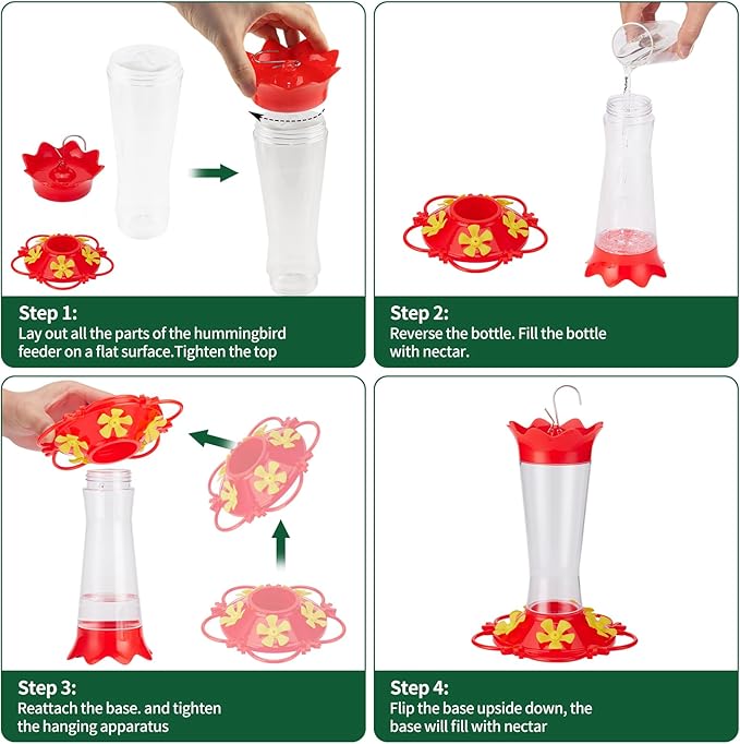 Hummingbird Feeders for Outdoors Hanging,2 Pack Humming Birds Feeders for Outside,Wild Bird Feeder for Outside Garden Yard Patio 13.5OZ,Plastic Bird Feeders 5 Feeding Ports Bird Nectar Feeder