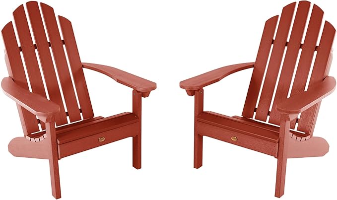Highwood Classic Westport Adirondack Chairs, 2-Piece Set, Rustic Red
