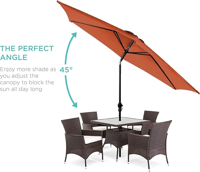 Best Choice Products 10ft Outdoor Steel Polyester Market Patio Umbrella w/Crank, Easy Push Button, Tilt, Table Compatible