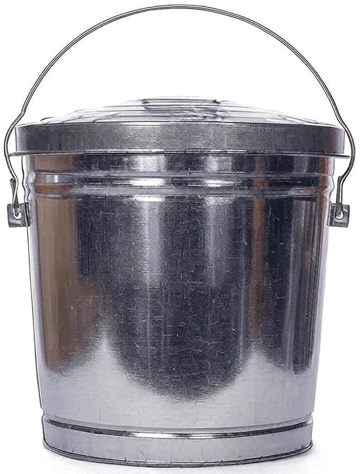 Galvanized Steel Trash Can, 10-Gallon, Multicolor - Metal Container with Lid for Home, Kitchen, Outdoor Patio, and Camping