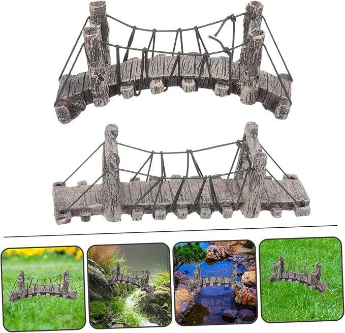 LIFKOME Miniature Resin Garden Bridge Decoration 6.10In DIY Landscaping Outdoor Bonsai Bridge Model Figurine for Patio Lawn Home