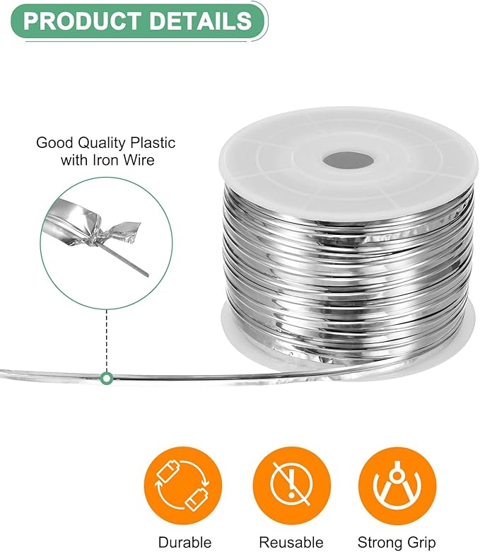 Metal Twist Ties, 100 Yards Metallic Twists Tie Bread Twisty-Ties for Party Decoration/Garden Plant/Gift Wrapping Bag/Cake/Pops Candy/Bakery Bags [Silver]