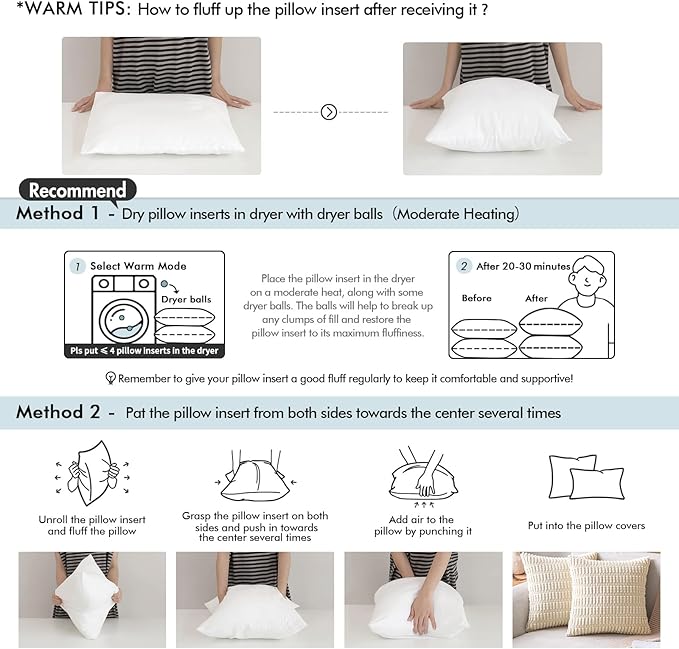MIULEE Outdoor Pillows Set of 4 18x18 Waterproof Throw Pillow Inserts, Decorative Water Resistant Pillow Cushion for Patio and Garden