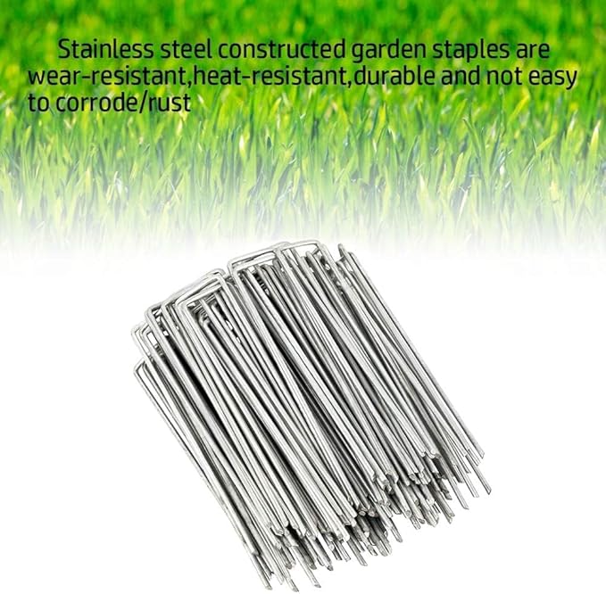100 Pack Garden Landscape Staples, 6 Inch 11 Gauge Galvanized Garden Stakes Ground U Shaped Landscape Pins to Secure Lawn Fabrics Weed Barrier Covers Ground Cover and Landscaping